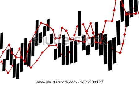 Candlestick Chart with Red Trend Line, Financial Market Data Visualization for Trading and Analysis