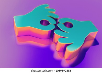 Candy Color American Sign Language Interpreting Icon on Purple Background With Soft Focus. 3D Illustration of Deaf, Disabled, Finger, Gesture, Gestures Icon Set for Presentation.