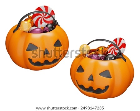 candy in a jack o lantern 3D image