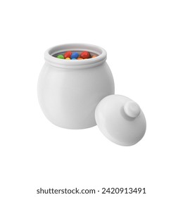   Candy Jar Opened 3d iilustration isolated on white background