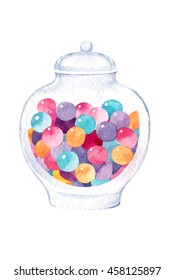 Candy Jar Watercolor Illustration