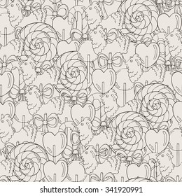Candy and Lollipop Seamless Pattern. Sweet Party Texture.