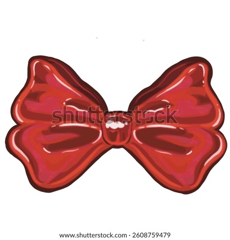 candy texture red ribbon bow illustration in cartoon style. Great for decorative, feminine, or packaging themes.