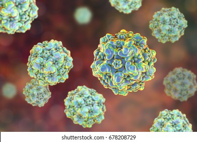 Canine Parvovirus, 3D Illustration. A Virus Which Causes Intestinal And Cardiac Infections In Dogs