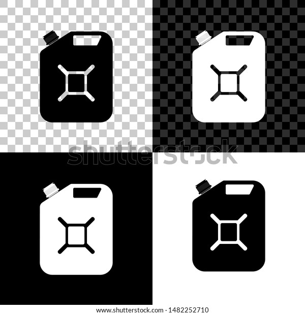 Canister for gasoline icon\
isolated on black, white and transparent background. Diesel gas\
icon