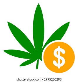 Cannabis investing raster icon. A flat illustration design of cannabis investing icon on a white background.