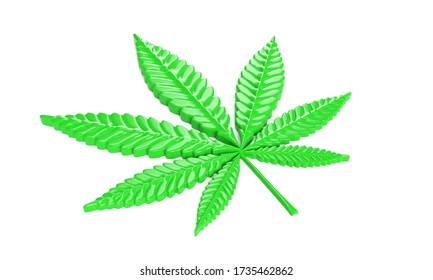 Cannabis Leaf Isolated On White Background. 3D Render