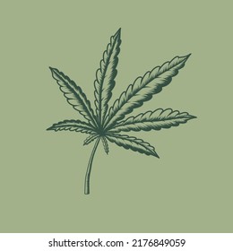 Cannabis Leaf Line Art Illustration