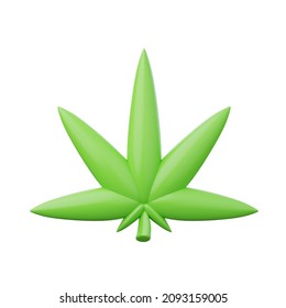 Cannabis Leaf. Medical Weed 3d Render Illustration Icon.