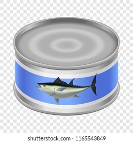 Canned Tuna Mockup. Realistic Illustration Of Canned Tuna Mockup For On Transparent Background