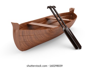 Canoe Isolated On White Background. 3d Render