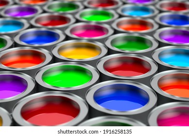 Cans With Colour. 3D Illustration