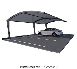 Cantilever Car Parking Shade - 3D Illustration