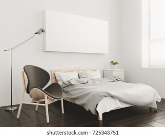 Canvas Blank Wall Mockup. 3d Rendering.