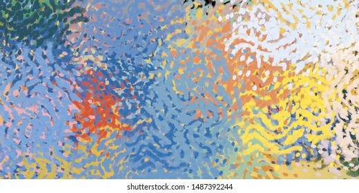 Canvas painting. Colorful background texture mix. 2d illustration. Texture backdrop matrix form figures. Creative chaos structure element material creation bitmap. Acrylic vivid.