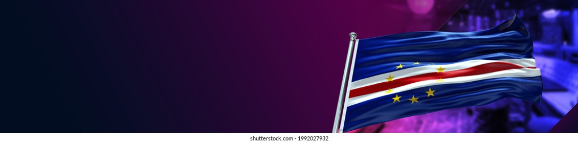 Cape Verde Flag With Night Club And Large Gradient - 3D Illustration - 3D Render  