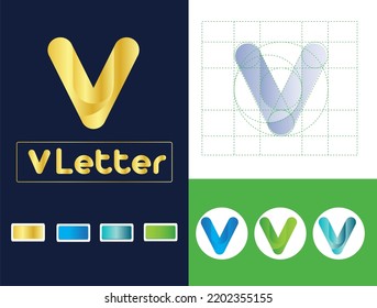 Capital V Letter Golden Ratio Logo