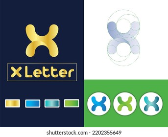 Capital X Letter Golden Ratio Logo