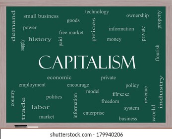 Capitalism Word Cloud Concept On Blackboard Stock Illustration ...