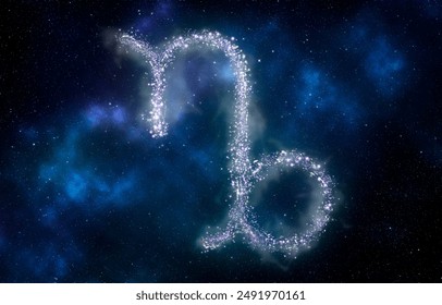 Capricorn zodiac sign made of stars on night sky - Powered by Shutterstock