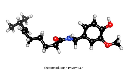 Capsaicin 3D Illustration.  Is A Chili Pepper Extract With Analgesic Properties