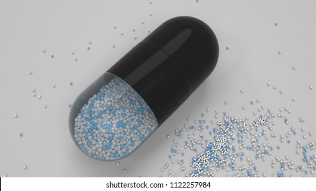 Capsule of colorful medicine on white background. Medical or pharmacy concept. 3D rendering illustration
