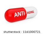 Capsule Pill with Anti Aging Sigh on a white background. 3d Rendering