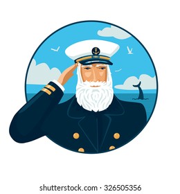 Captain Saluting Bearded Captain Cap Stock Illustration 326505356 ...