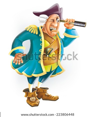 Captain Smollett cartoon character Treasure Island