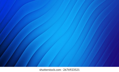 A captivating abstract background featuring smooth, wavy patterns in vibrant shades of blue. the undulating lines create a sense of fluidity and motion, perfect for modern and artistic design projects