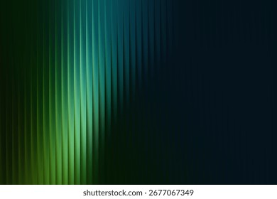 A captivating abstract background featuring vertical ribbed lines that transition from vibrant green to deep blue, creating a sense of depth and movement.