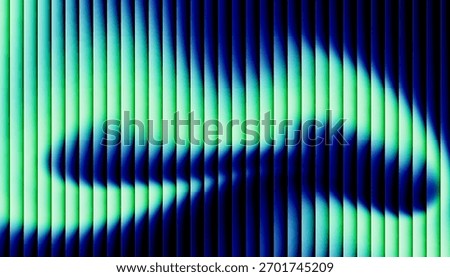 A captivating abstract visual featuring vertical lines that morph into a dynamic, swirling pattern reminiscent of the aurora borealis, rendered in striking blue and green hues.