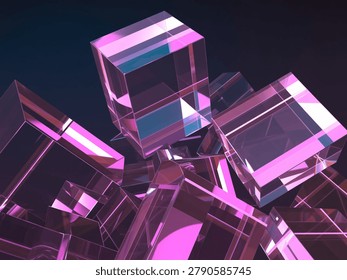 A captivating arrangement of translucent pink cubes creates a modern abstract design