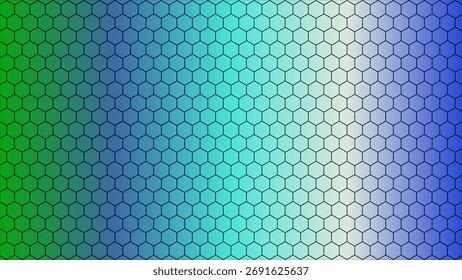A captivating background featuring a seamless hexagonal grid pattern, transitioning smoothly from green to blue hues, creating a modern and dynamic visual effect. - Powered by Shutterstock - Get 15% off with code: PIKWIZARD15
