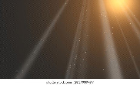 A captivating image featuring a starry night sky with beams of light illuminating from below.
