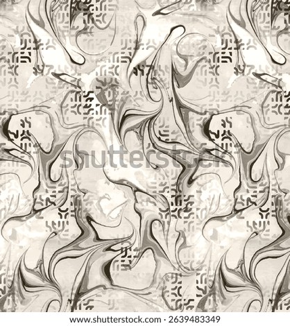 A captivating and modern seamless background featuring fluid, marbled liquid effects layered over subtle geometric textures. Perfect for textiles, digital papers, and contemporary designs.
