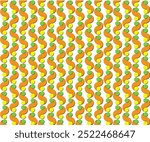 A captivating pattern featuring alternating yin and yang symbols in vibrant orange and green hues. 