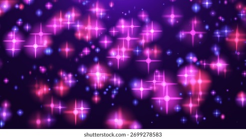 A captivating pattern of glowing pink and purple lights forming an enchanting starry effect on a dark background, evoking a magical ambiance.