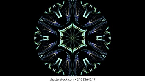 A captivating visual symphony of color and form, neon colors against a black background; a mesmerizing contrast. Upon gazing, your mind may wander; in its complexity, find simplicity; in its serenity.