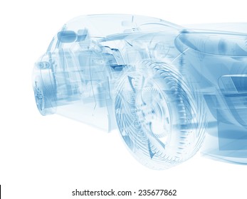 Car In Abstract Structure Style,created In 3d Software.