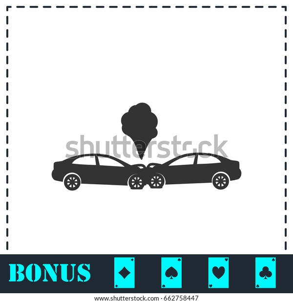 Car accident icon flat. Simple illustration\
symbol and bonus\
pictogram