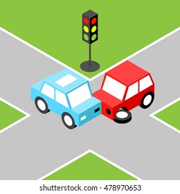 Car Accident Isometric.