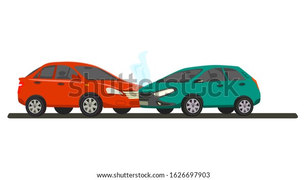 Car accident . Two cars involved in a car\
wreck. illustration in cartoon\
style.