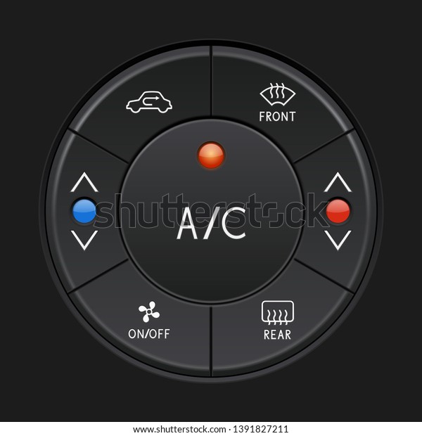 Car air conditioner control panel. Black\
buttons. 3d illustration. Raster\
version