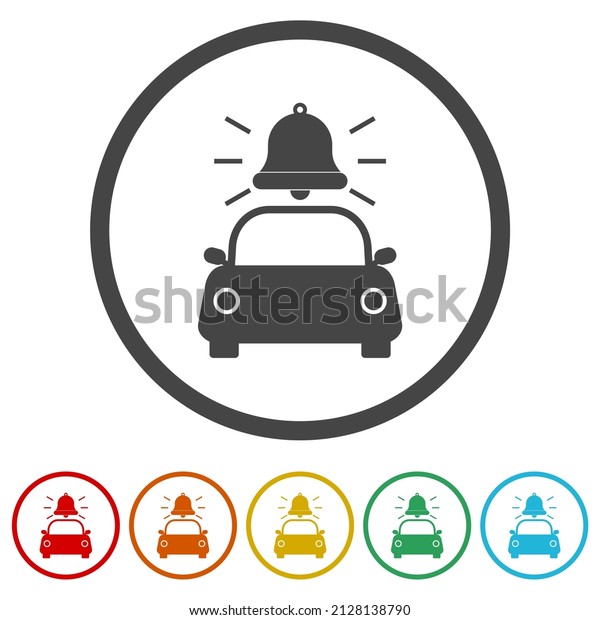 Car Alarm flat ring icon,\
color set