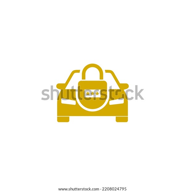 Car alarm, protection icon with a lock\
isolated on white\
background