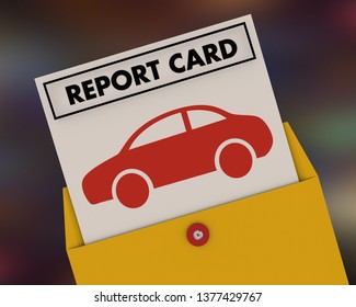 Car Automotive Grade Test Score Report Card 3d Illustration