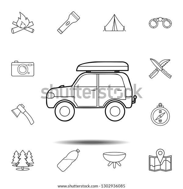 car\
baggage icon. Simple outline illustration element of camping set\
icons for UI and UX, website or mobile\
application