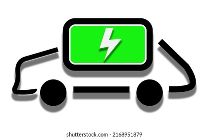 Car Battery Charging Illustration In Green With Thunder Symbol For Electric Vehicles Stations Signs