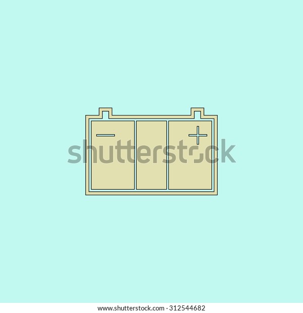 Car battery. Flat simple line icon. Retro color
modern illustration pictogram. Collection concept symbol for
infographic project and
logo
